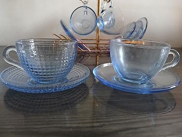 servisler: Çay dəsti, rəng - Mavi, Şüşə — 2