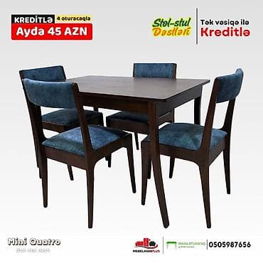 ucuz dikler: Mətbəx üçün, Yeni, Açılmayan, Dördbucaq masa, 4 stul — 7