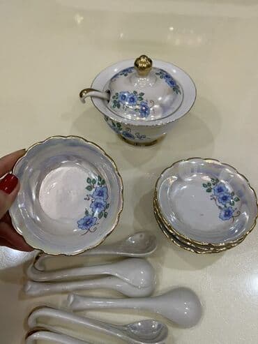 Digər qab-qacaq və mətbəx ləvazimatları: Porselen desert/ mürebbe qabı - Nəfis mirvari parıltılı porselendan — 3