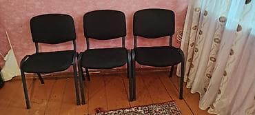 krep parca: Ofis/Oyaylı Konfrans stulları – 3 ədəd - Klassik dizayn: qara rəng — 1