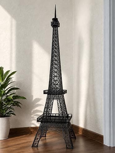tibbi etajerka: Eiffel qülləsi formasında dekorativ stendi - Material: qara metal — 2