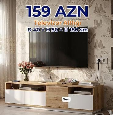 mebel evi: Televizor altlığı Ölçülər: Dərinlik 40 sm × Hündürlük 50 sm × Uzunluq — 1