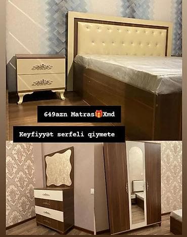 dola: Yataq otağı dəsti - Komplektə daxildir: - Taxt çarpayı (yumşaq — 1