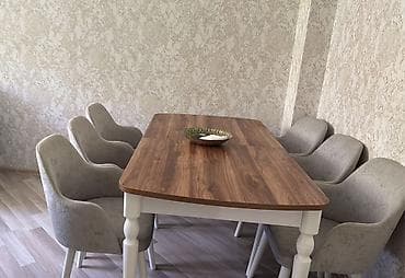 Для гостиной, Новый, Раскладной, Прямоугольный стол, 6 стульев
