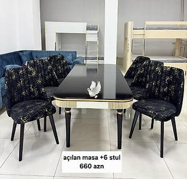 Ev və bağ: Mətbəx üçün, Yeni, Açılan, Dördbucaq masa, 6 stul — 1