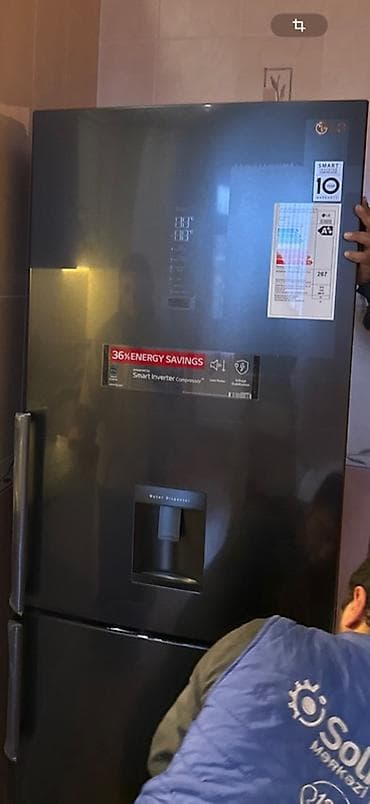 Yeni 2 qapılı LG Soyuducu Satılır, rəng - Boz, Dispenserli — 1