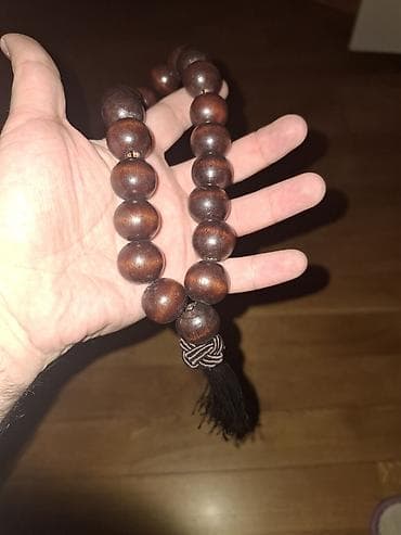 Taxta təsbeh – böyük dənəli, püsküllü - Material: tünd qəhvəyi rəngli — 2