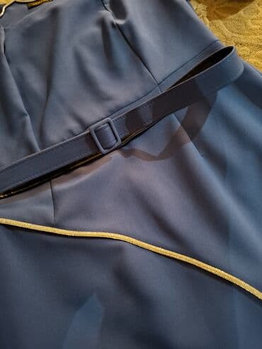 dama dama qadın şalvarları: NEMAXX brendinin zərif qadın paltarı. - Rəng: saf mavi - Parça — 4