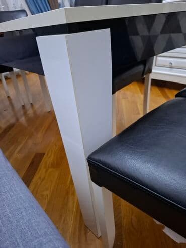 fırlanan stollar: İşlənmiş, Açılan, Dördbucaq masa, 6 stul — 4