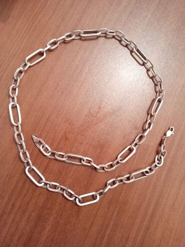 Gümüş rəngli zəncir boyunbağı - Material: metal ərintisi, parlaq