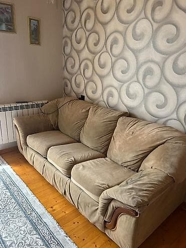 kunc mebel: Mebel dəsti 1) Yumşaq mebel - Rəng: bej - Material: yumşaq məxməri — 4