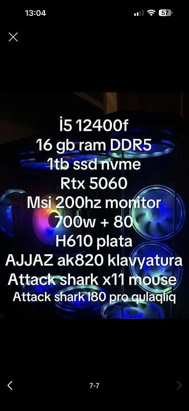 ssd har disk: 🔥 GAMING PC KOMPLEKT SATILIR! 🖥 i5-12400F | RTX 5060 | 16GB DDR5 | — 5