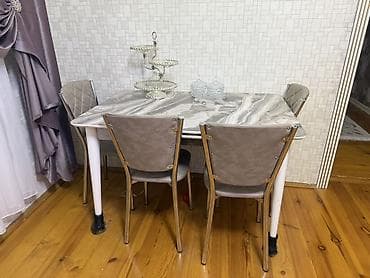 кухонные стулья: Для кухни, Нераскладной, Прямоугольный стол, 4 стула — 1