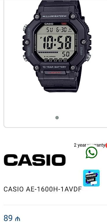 ucuz usaq saatlari: Yeni, Qol saatı, Casio, rəng - Qara — 8