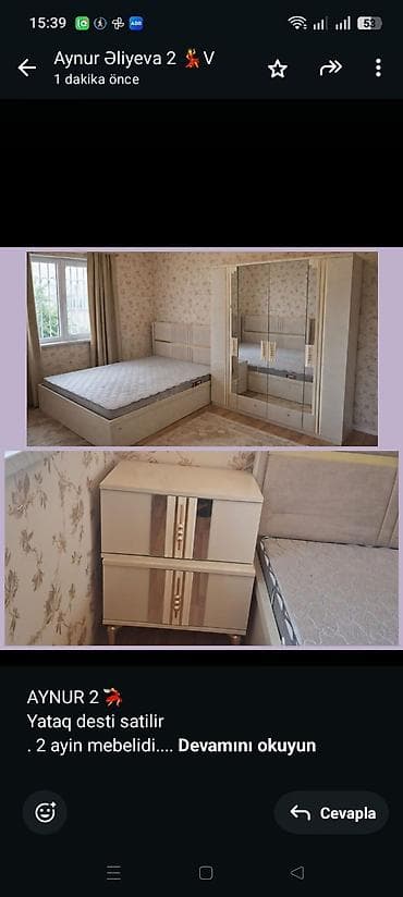 yatağ: AYNUR 2 💃 Yataq desti satilir . 2 ayin mebelidi. Termo yoxdu❌ Taxt — 1