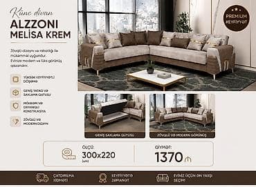 divan olcusu: Künc divan – ALZZONI Melisa Krem - Premium keyfiyyət - Zövqlü və — 1