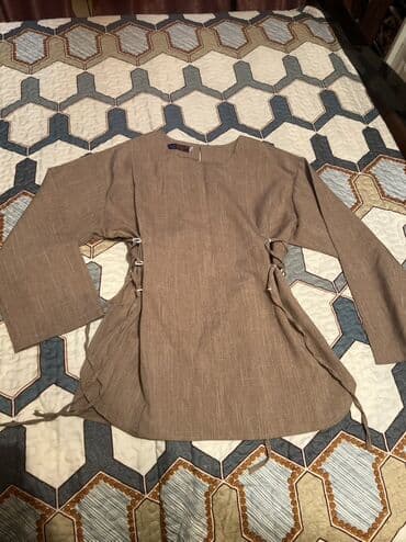 Daraq panellər: Qadın dəsti – tunik və şalvar - Rəng: qəhvəyi/boz-bej melanj - Parça — 1