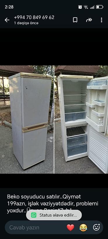 sony bravia 82: Beko iki qapılı soyuducu - Qiymət: 199 AZN (şəkildə göstərilib) - — 1