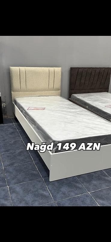 dösek: Tək nəfərlik çarpayılar – baza və başlıqla - Müxtəlif dizaynda yumşaq — 1