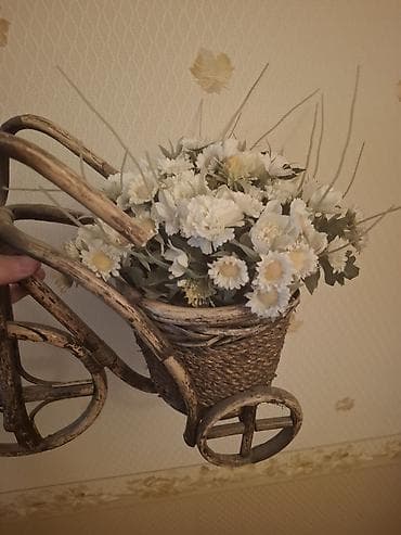 Digər ev dekoru: Dekorativ səbət-kompozisiya – “Velosiped” forması - Material: təbii — 1