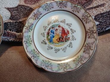 ikinci el qab qacaq: Boşqablar, rəng - Qızılı, Farfor, İtaliya — 4