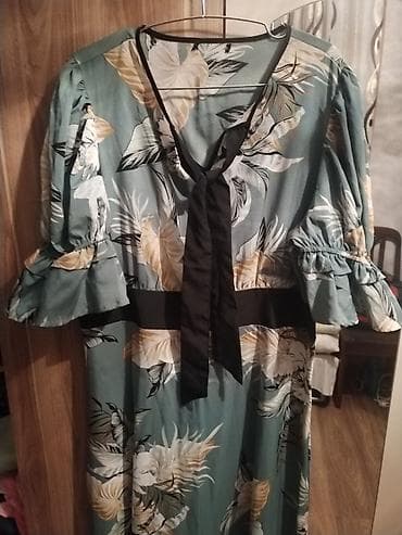 don formalari: Qadın donu – çiçək naxışlı, maxi uzunluq - Rəng: boz-yaşıl fon — 2