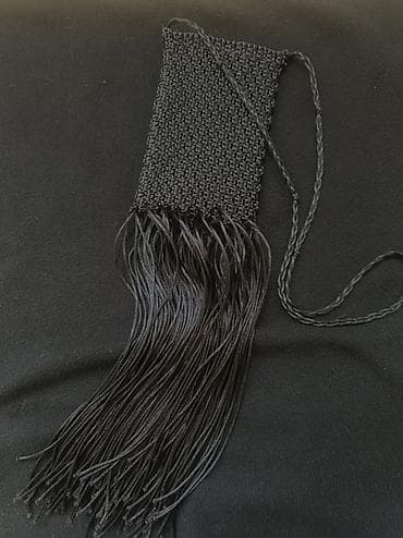 mirvari reng: Makrame üslubunda əl işi mini çanta/sumka - Rəng: qara - Material — 1