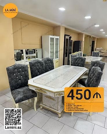 Qonaq otağı üçün, Açılmayan, Dördbucaq masa, 6 stul