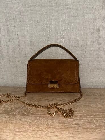 Qəhvəyi süet mini çanta - Material: yumşaq süet tekstura - Rəng: isti