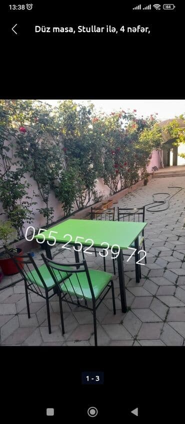 stol və stul dəstləri: Yeni, Kvadrat masa, 6 stul, Açılmayan, Stullar ilə, Taxta, Azərbaycan — 8