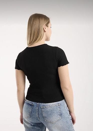 Qara qısaqol trikotaj top - Rəng: qara - Model: bədənəoturan, qısabad — 5