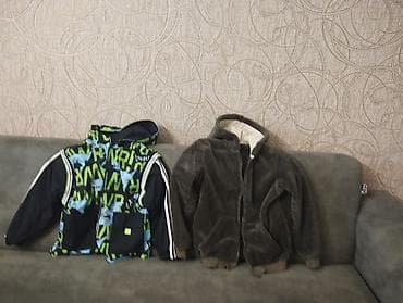 Uşaq üçün iki üst geyim dəsti - Qalın qışlıq kürk jaket: tünd qəhvəyi