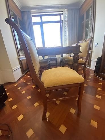 taxta stular: Qonaq otağı üçün, İşlənmiş, Açılan, Dördbucaq masa, 8 stul — 9