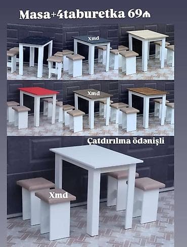 tibbi mebel: Mətbəx üçün, Yeni, Açılmayan, Kvadrat masa, 4 stul — 1