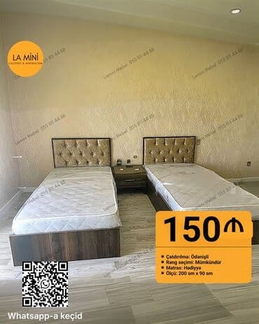 Divanlar: Yeni, Təknəfərlik çarpayı, Bazasız, Matras ilə, Siyirməsiz, Azərbaycan
