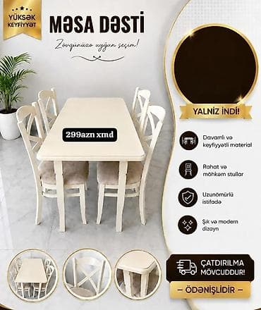 Məhsul: Masa dəsti Açıqlama: - Zövqünüzə uyğun seçim – şık və modern