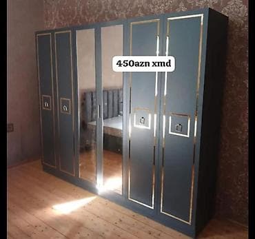 6 qapı, Güzgülü, Boz, Digər material, Açılan, Düz dolab