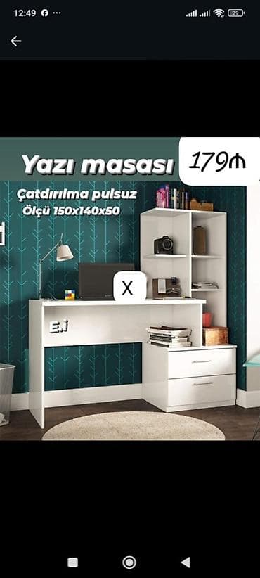 tibbi ref: Yazı masası – funksional və geniş iş sahəsi ilə. - Ölçü: 150 x 140 x — 1