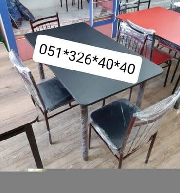 Masa və oturacaq dəstləri: Qonaq otağı üçün, Yeni, Açılan, Dördbucaq masa, 4 stul — 6