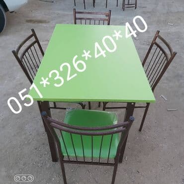 stol və stul dəstləri: Yeni, Dördbucaq masa, 4 stul, Açılmayan, Stullar ilə, Metal, Azərbaycan — 12