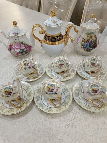 komputer servis: Çay dəsti, rəng - Ağ, Farfor — 12