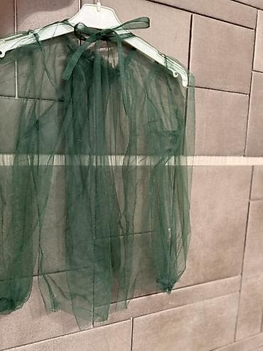 uzun paltar: Şəffaf tül kofta – tünd yaşıl rəngdə - Material: yüngül, hava — 5