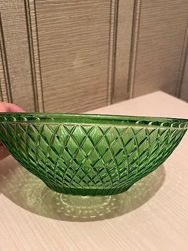 meyve qabı: Yaşıl şüşə meyvə/qəlyanaltı qabı Çox qədimidi - Material: qalın, bərk — 2