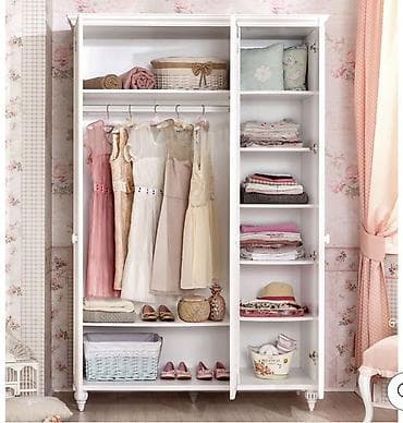 3 qapılı, Ağ, Taxta, Açılan, Düz dolab — 2