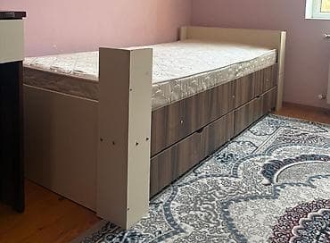 l masa: Uşaqlar üçün mebel dəsti - Tək nəfərlik yataq: İsti ağ-qəhvəyi rəng — 2