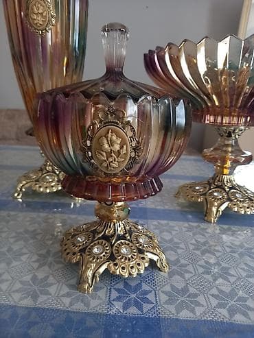 cerez: Zərif dekorativ şirniyyat qabı dəsti - 5 parçadan ibarət stolüstü — 4