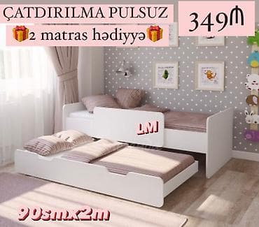 Oğlan və qız üçün, Çarpayı, Matras ilə, Siyirməsiz, MDF