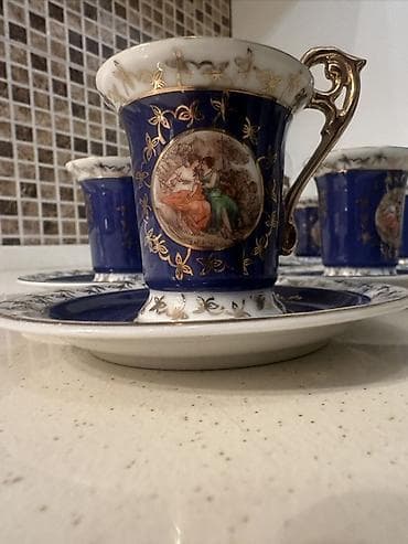 kofe adlari: Qəhvə dəsti, rəng - Göy, Farfor, 6 nəfərlik — 3