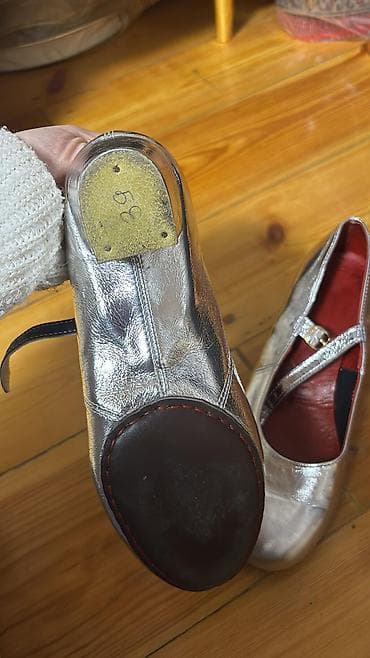 Балетки: Балетки, Размер: 39, цвет - Серебристый, Новый — 2