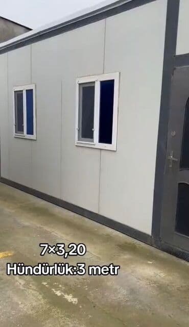 7×3,20 ölçülü, hündürlüyü 3 metr olan konteyner ev/sahə ofisi. - İş və
